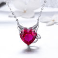 Jewelry of Devil Wings Red CZ 925 Sterling Silver Pendant